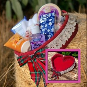 Handmade Welcome Heart Home Guest Gift Supplies Basket